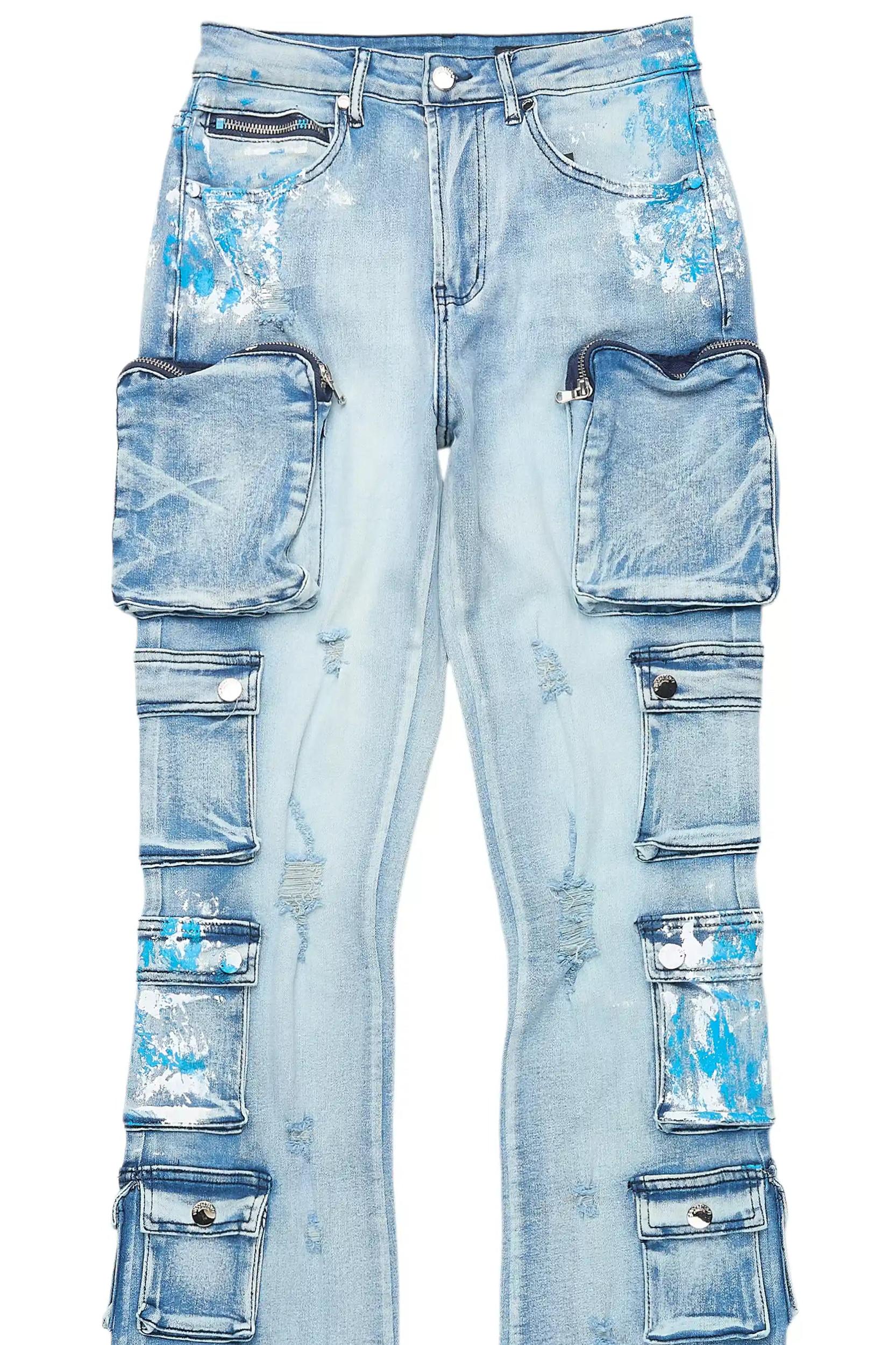 Tamala Light Wash Painted Stacked Flare Jean Female Product Image