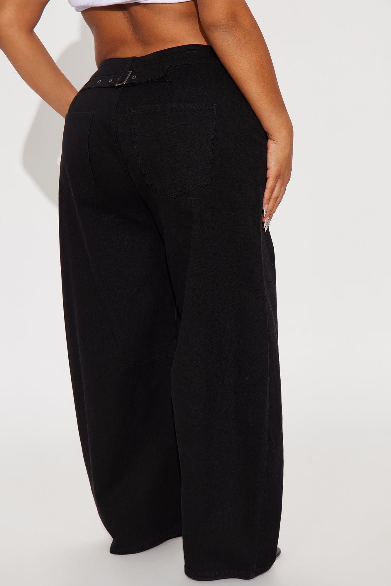 Myka Wide Leg Twill Barrel Pant - Black Female Product Image