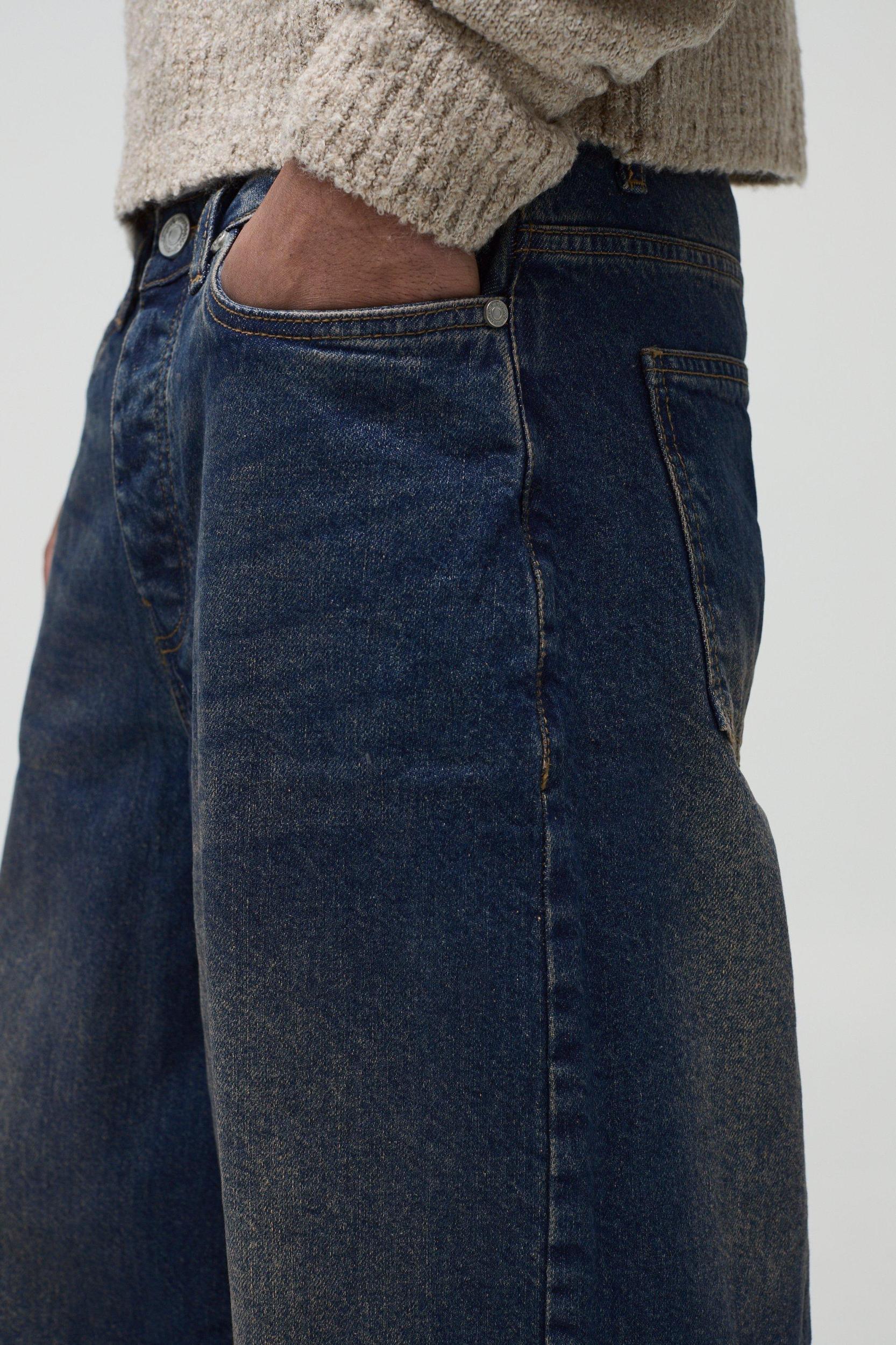 Baggy Rigid Extreme Washed Split Hem Denim Jeans | boohooMAN USA Product Image