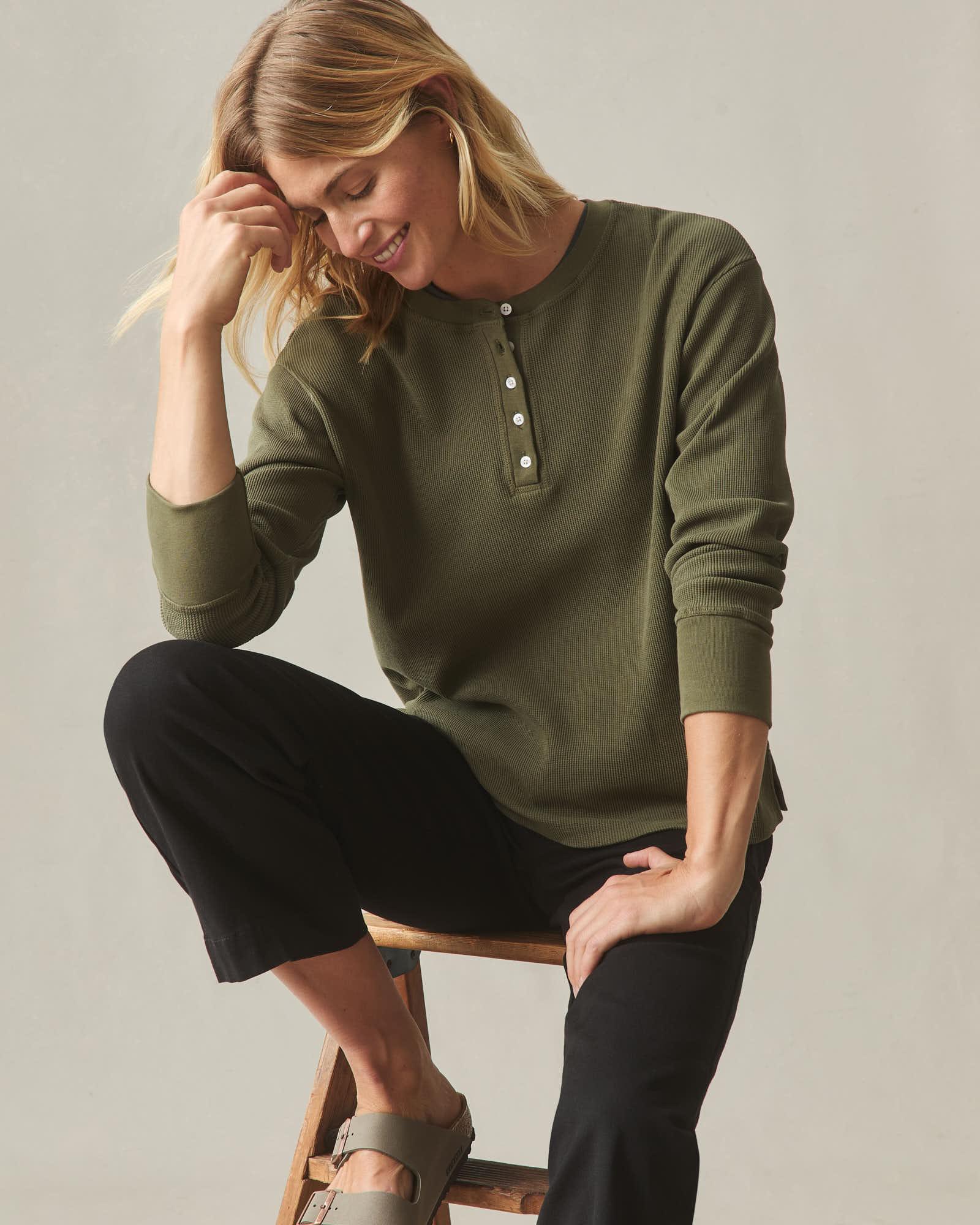Women's Thermal Henley - Olive Product Image