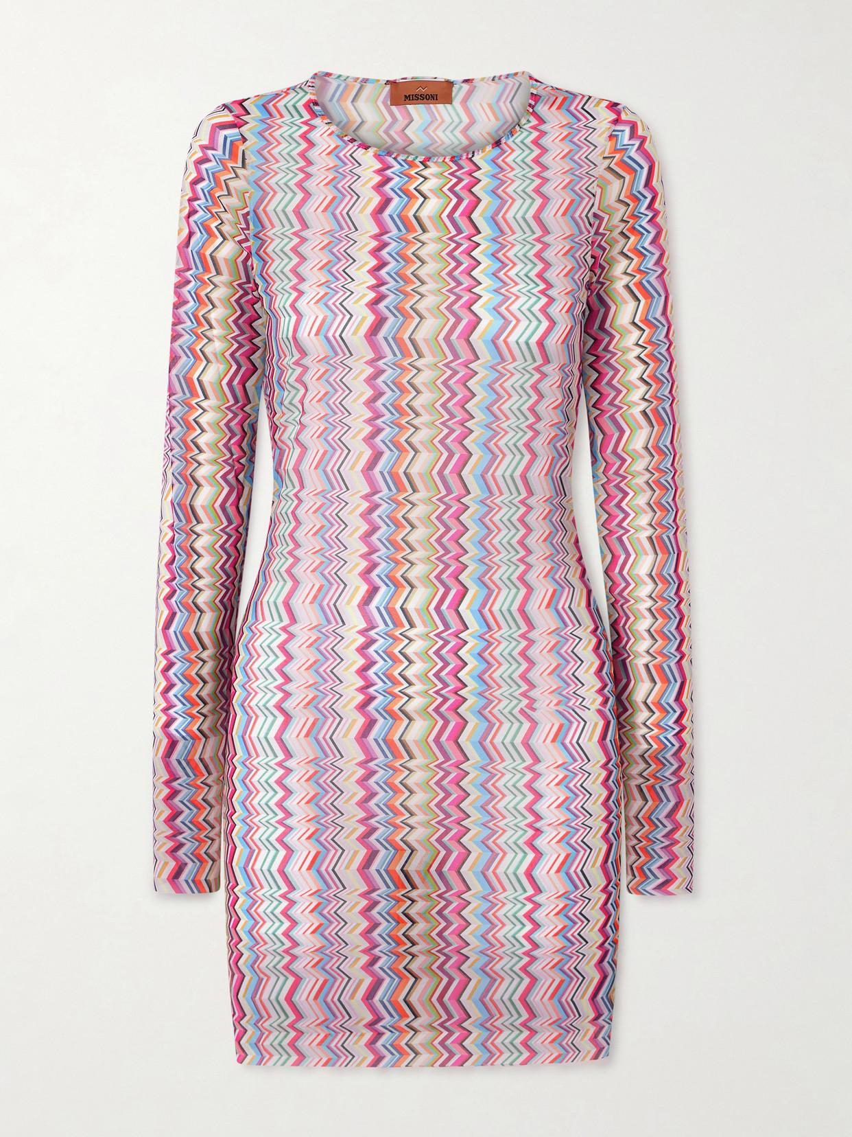 MISSONI Long-sleeve Zigzag Printed Tulle T-shirt In Multi Product Image