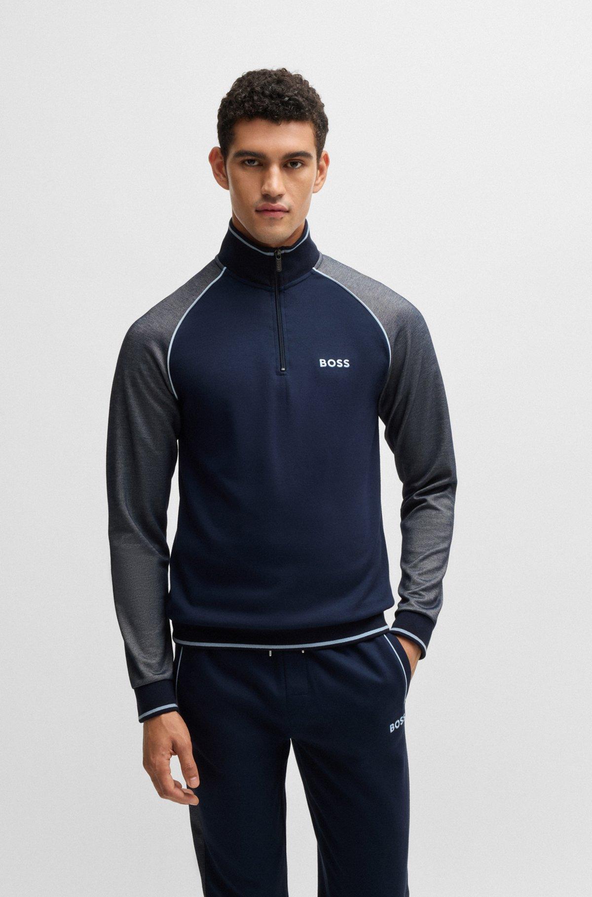 Zip-neck sweatshirt with contrast piping Product Image