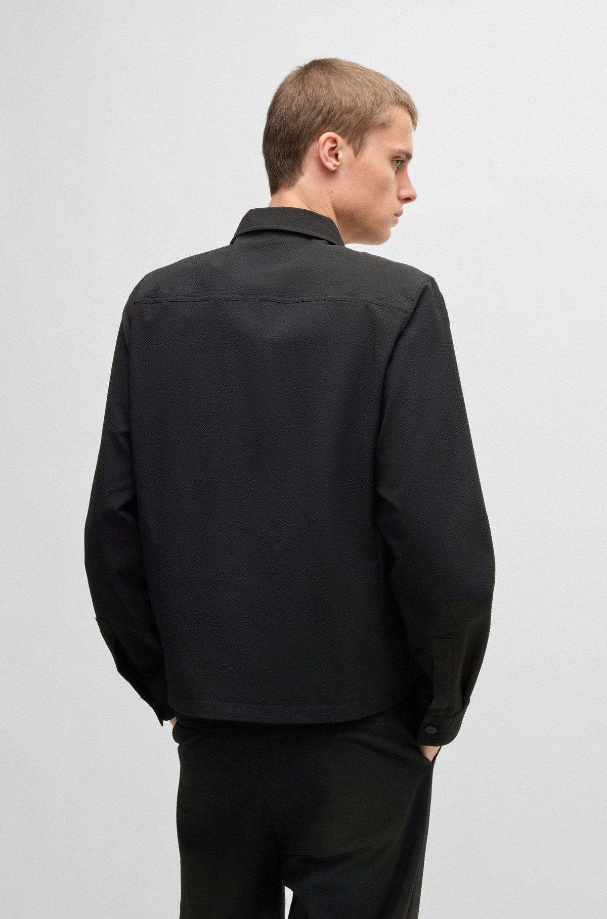 Oversize-fit overshirt in water-repellent seersucker Product Image