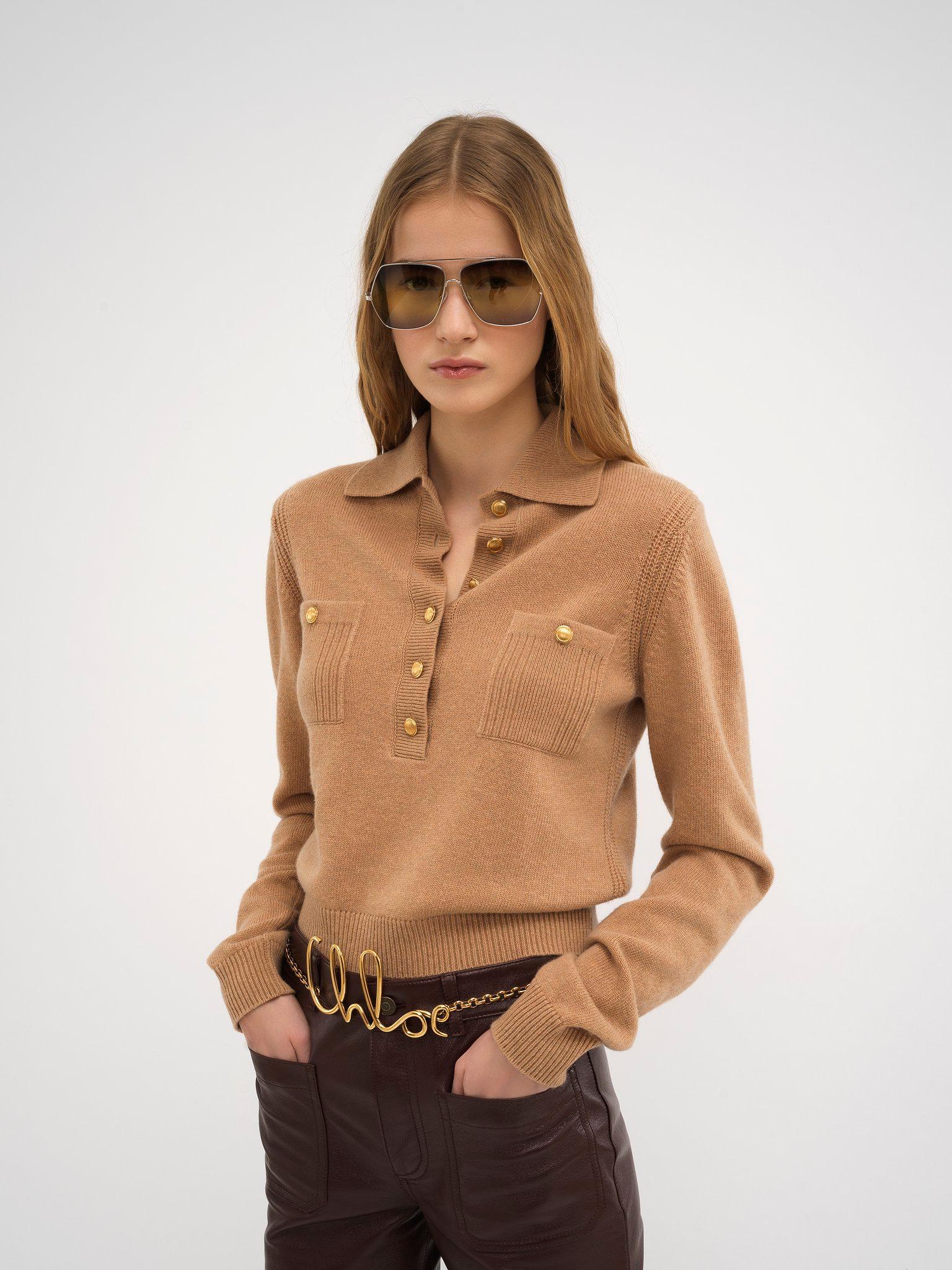 Polo sweater in wool & cashmere Product Image