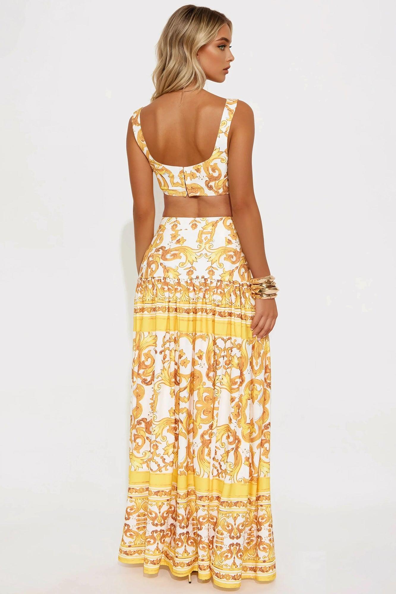 Radiant Retreat Maxi Skirt Set - Yellow Product Image