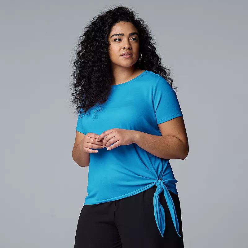 Plus Size Simply Vera Vera Wang Side-Tie Mixed Media Top, Womens Product Image