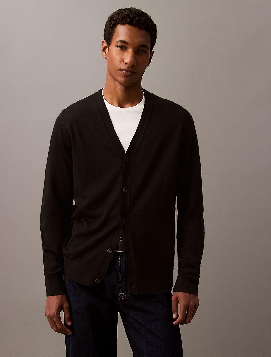 Extra Fine Merino Wool Blend Cardigan Sweater Product Image