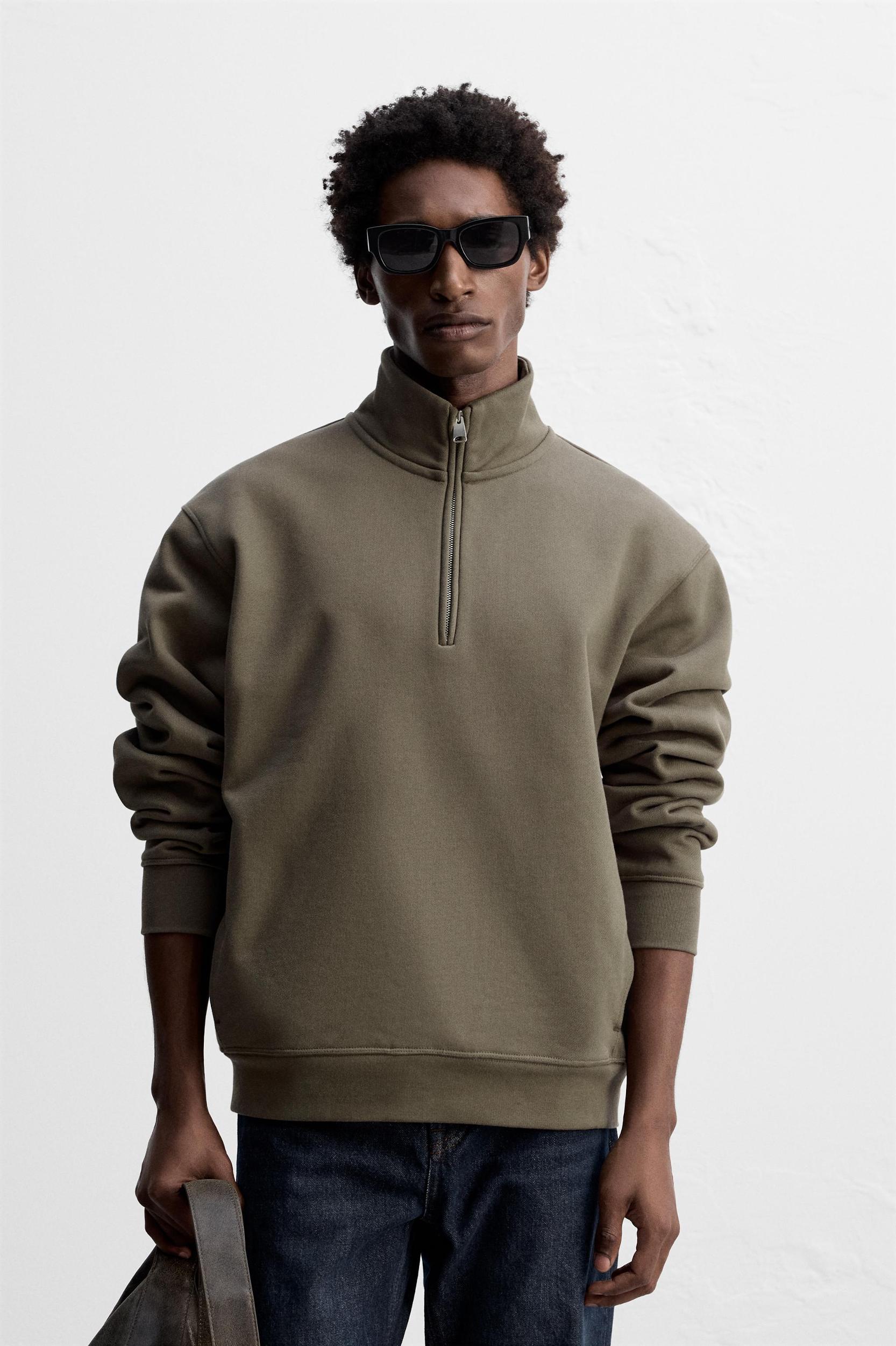 ZIPPERED COLLAR HEAVY WEIGHT SWEATSHIRT Product Image