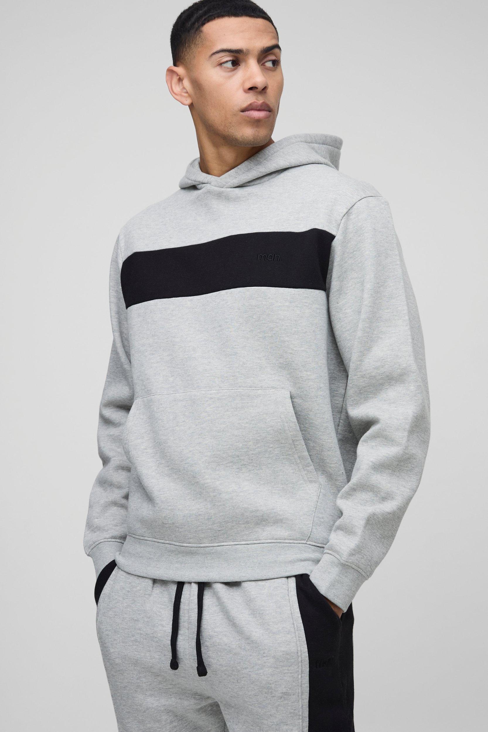 Regular Fit Man Colour Block Hooded Tracksuit | boohooMAN USA Product Image