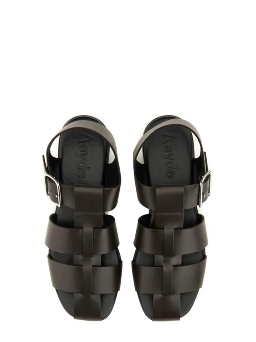 AEYDE 10mm Whit Leather Fisherman Sandals In Black Product Image