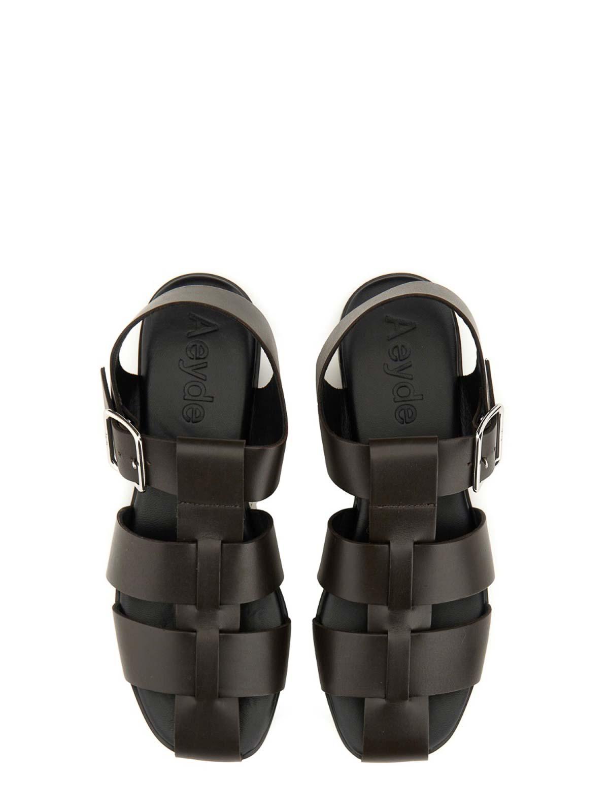 AEYDE 10mm Whit Leather Fisherman Sandals In Black Product Image