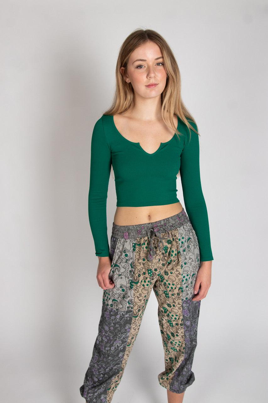 Long Sleeve Notch Neck Seamless Top Product Image