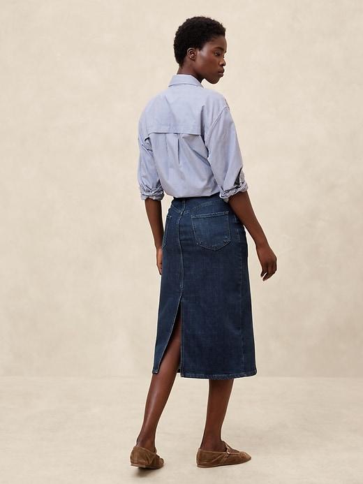 Denim Midi Pencil Skirt Product Image