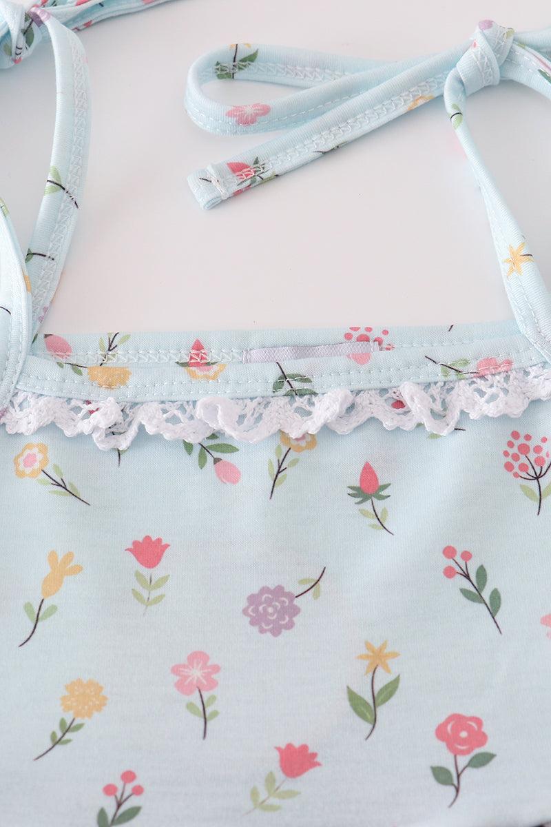 Blue floral ruffle dress Product Image