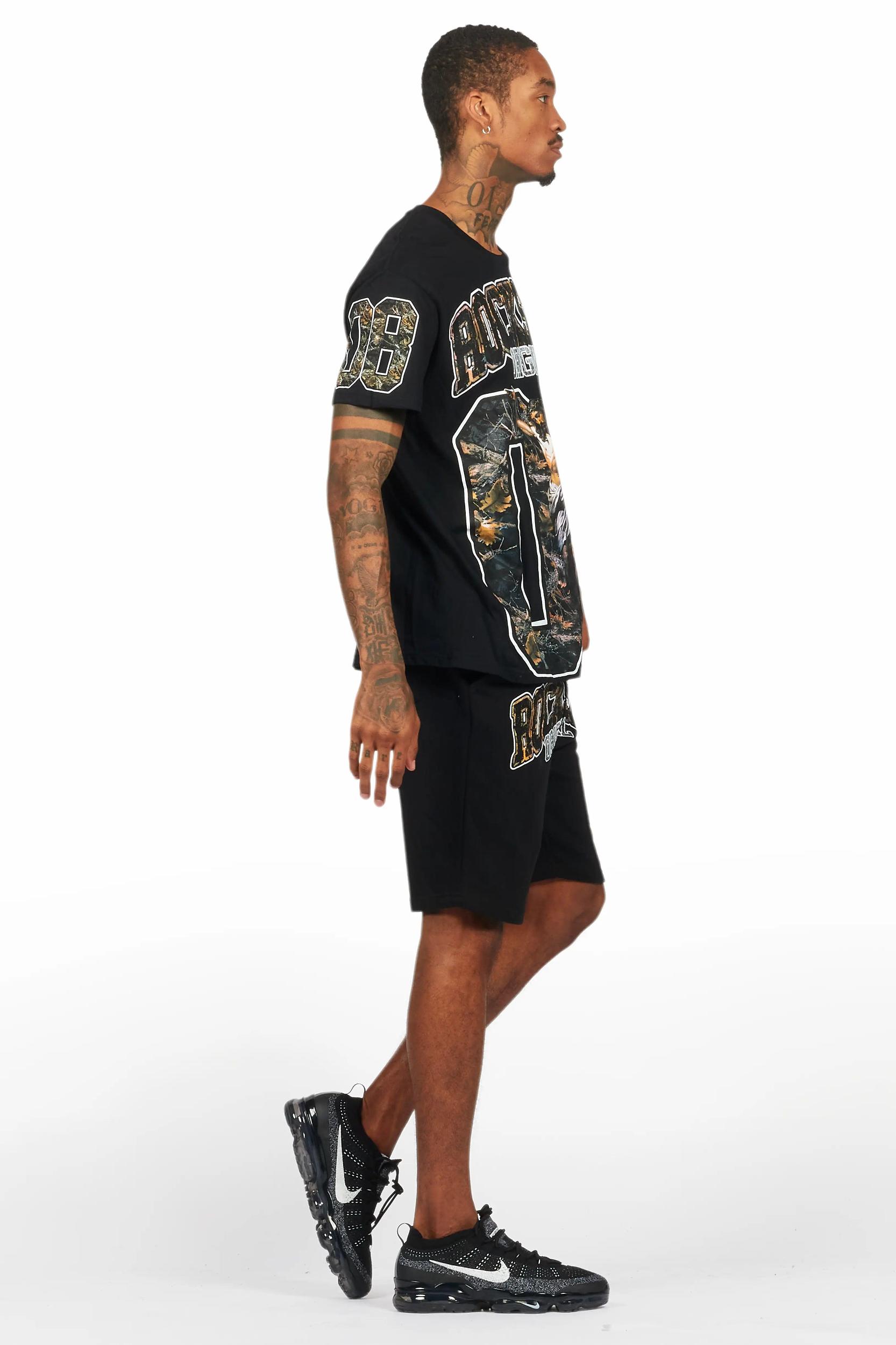 Fields Black Graphic T-Shirt Short Set Male Product Image