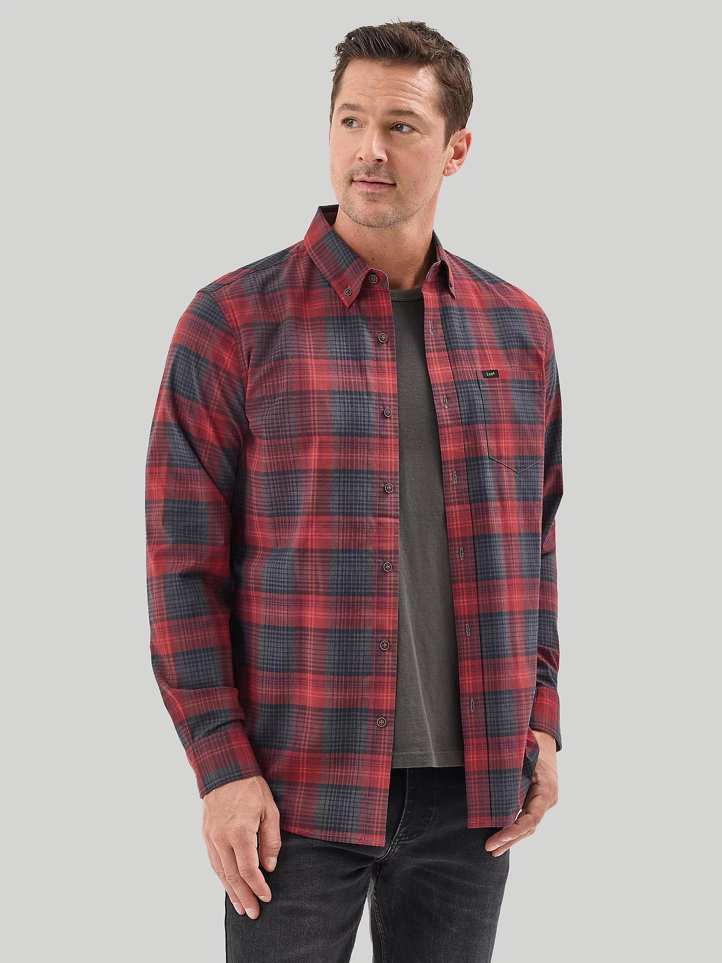Men's Poplin Long Sleeve Plaid Shirt | Men's Tops | Lee® Product Image
