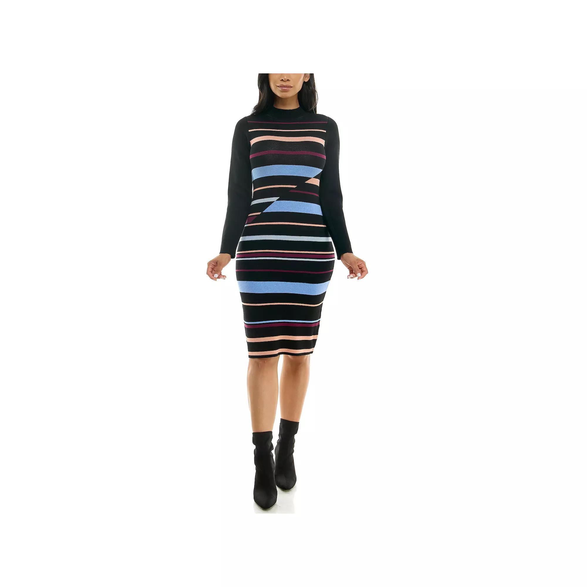 Women's Nina Leonard Ribbed Stripe Sweater Dress,  Product Image