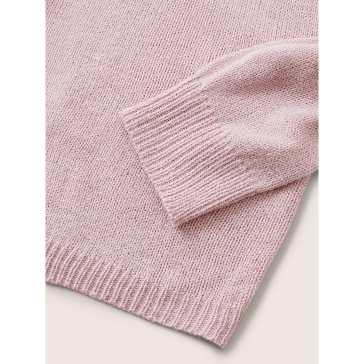 Plus Size Floral Embroidered Crew Neck Raglan Sleeve Pullover Lilac Women Elegant Long Sleeve Round Neck Everyday Pullovers BloomChic 28/5X Product Image