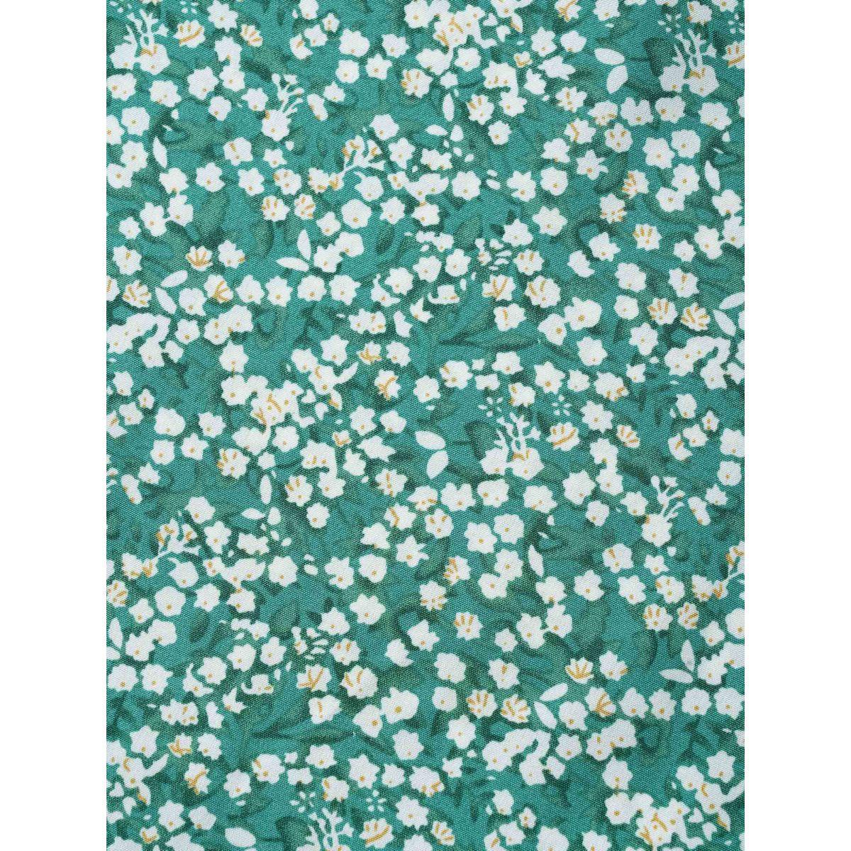 Plus Size Green Ditsy Floral Round Neck Flutter Sleeve Blouse Women Elegant Short sleeve Round Neck Everyday Blouses BloomChic 12/L Product Image