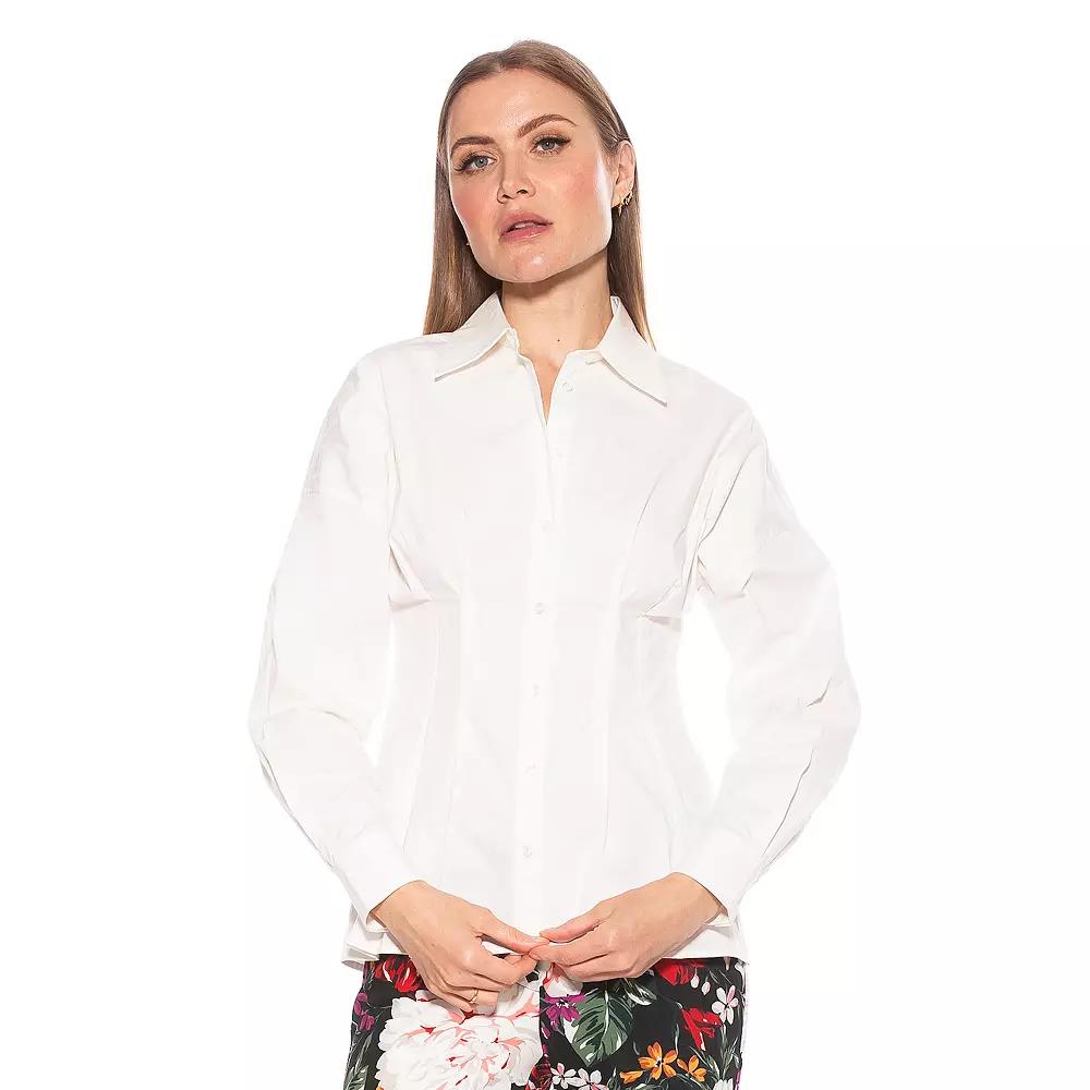 Women's ALEXIA ADMOR Calliope Long Sleeve Fitted Button Down Shirt, Size: 14, Floral Team Product Image