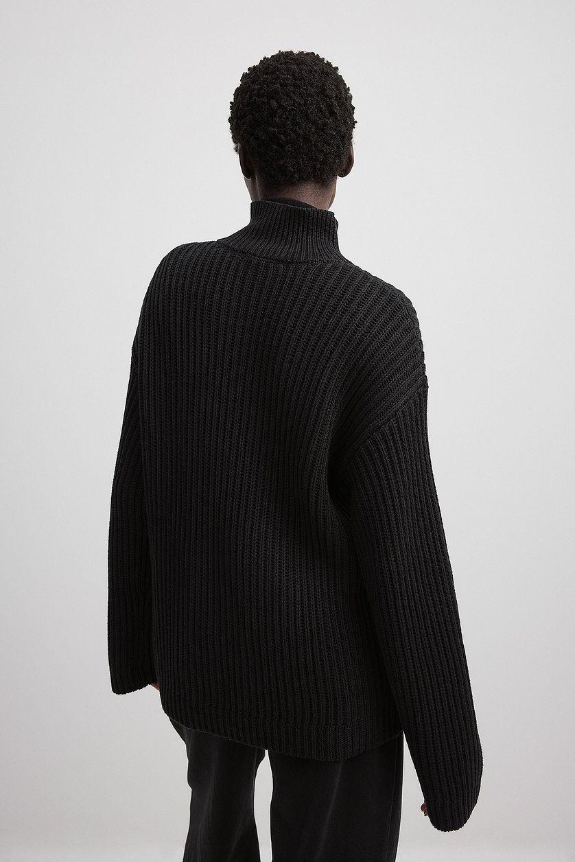 High Neck Zipped Knitted Sweater Product Image