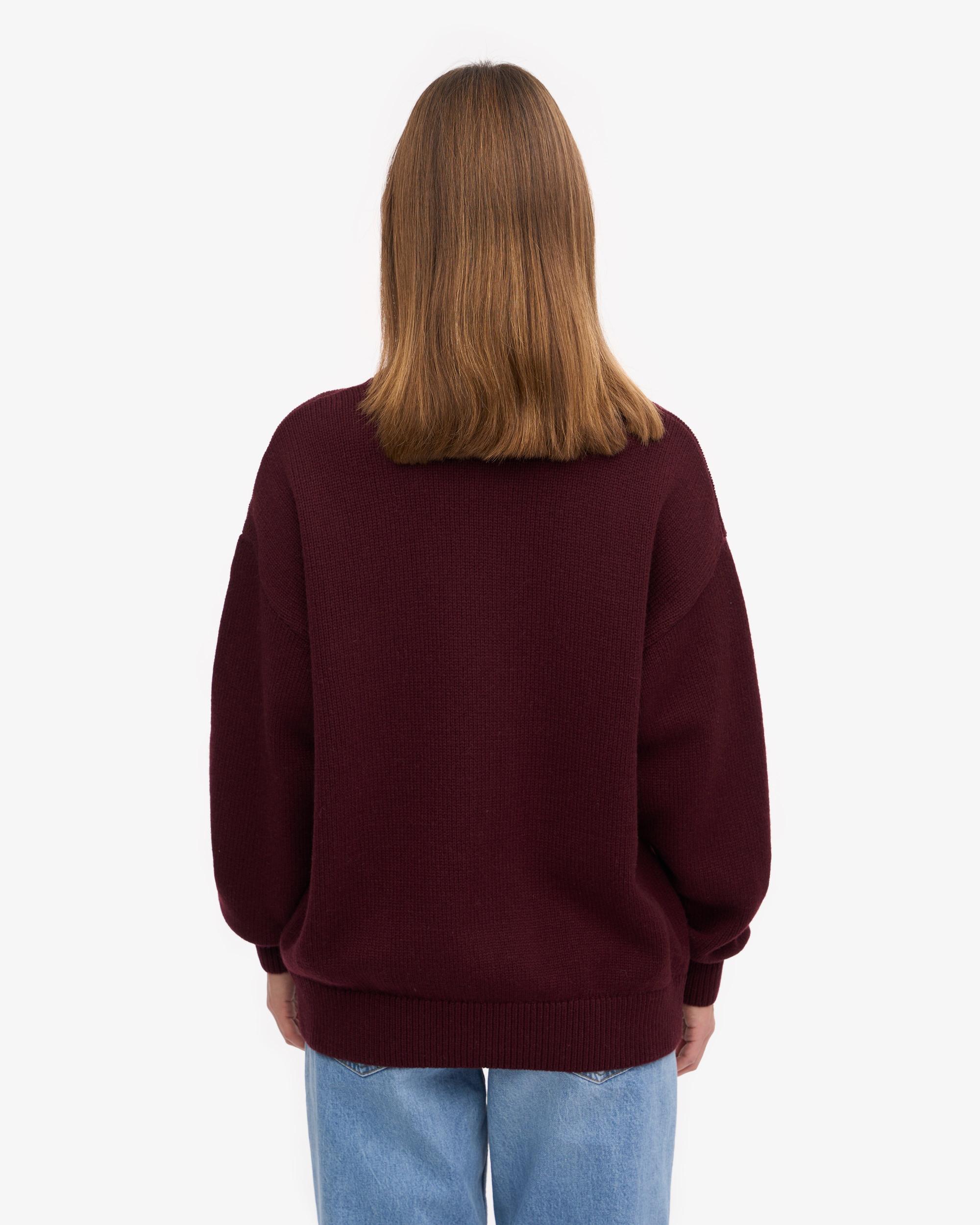 Oversized Merino Wool Crew - Oxblood Red Product Image