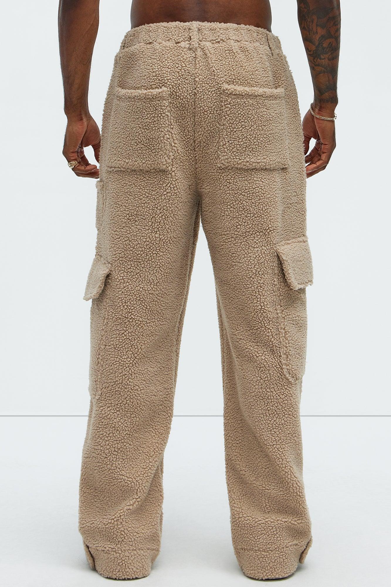 Axel Polar Fleece Baggy Cargo Pants - Tan Product Image