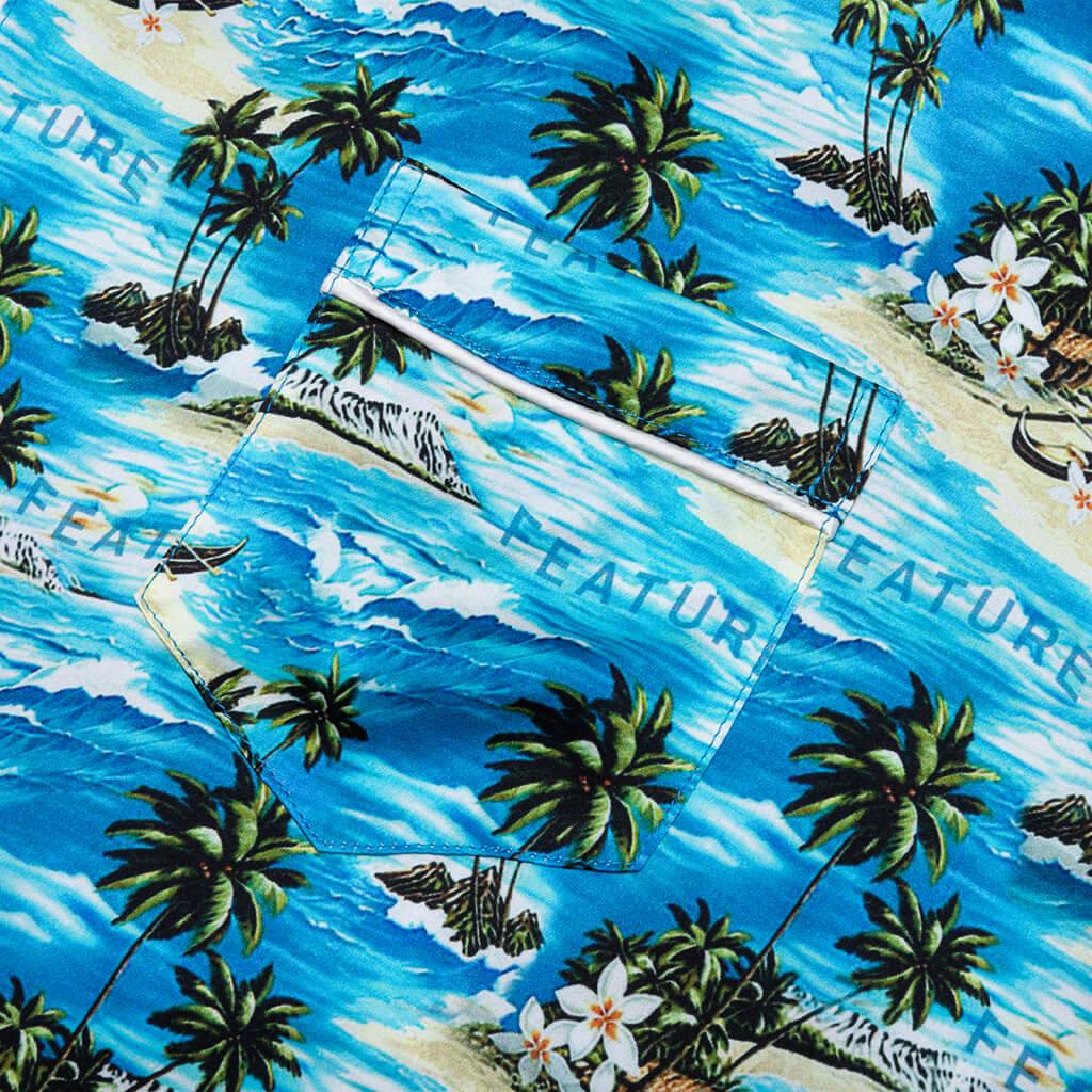 Hitchcock Hawaiian Silk Shirt - Blue Male Product Image