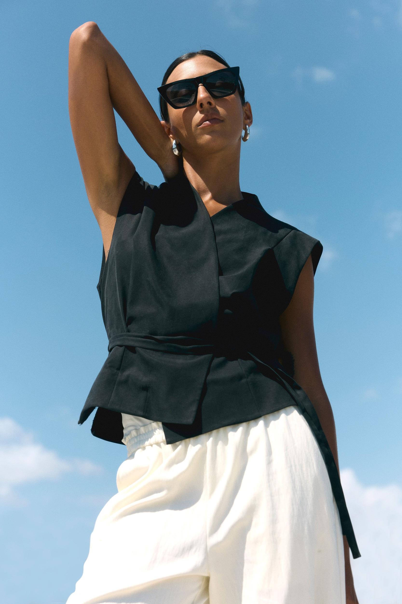 Leandra Tencel-Blend Wrap Vest Product Image