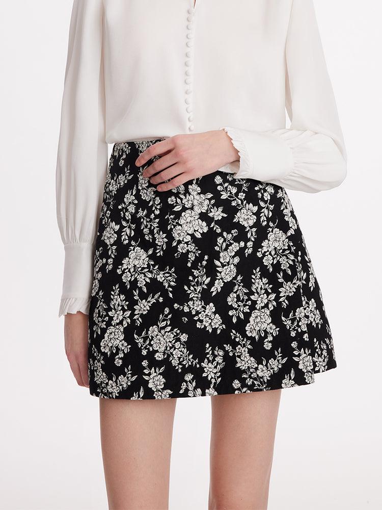Camellia Jacquard A-Line Women Mini Skirt Product Image