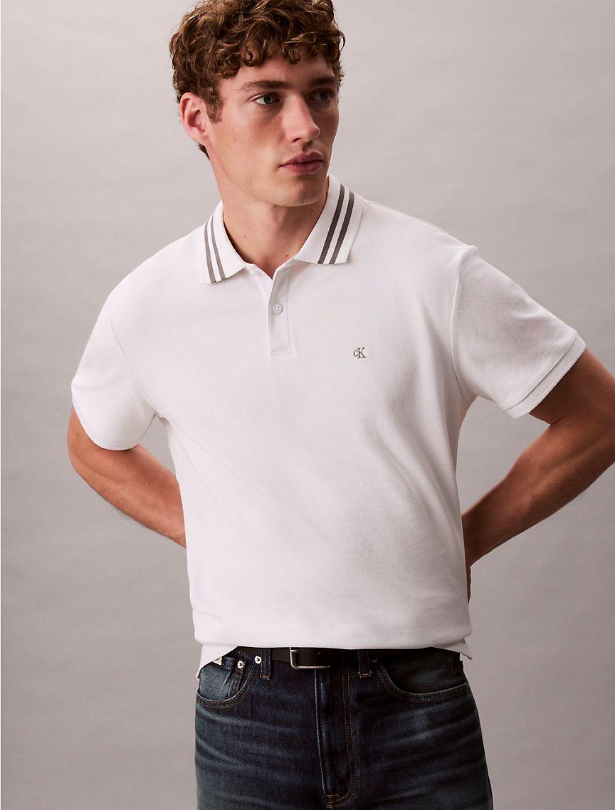 Monogram Logo Pique Tipped Classic Polo Shirt Product Image