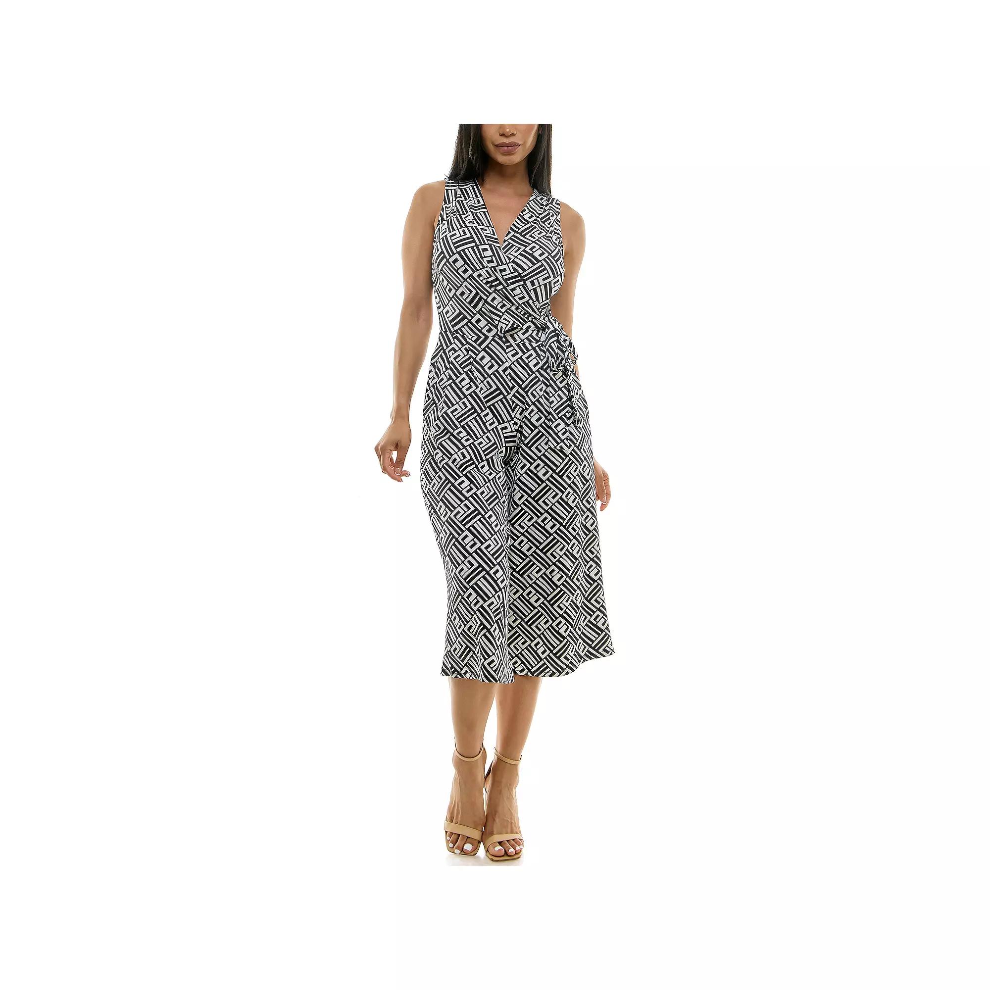 Women's Nina Leonard Print Surplice Wide-Leg Jumpsuit,  Product Image