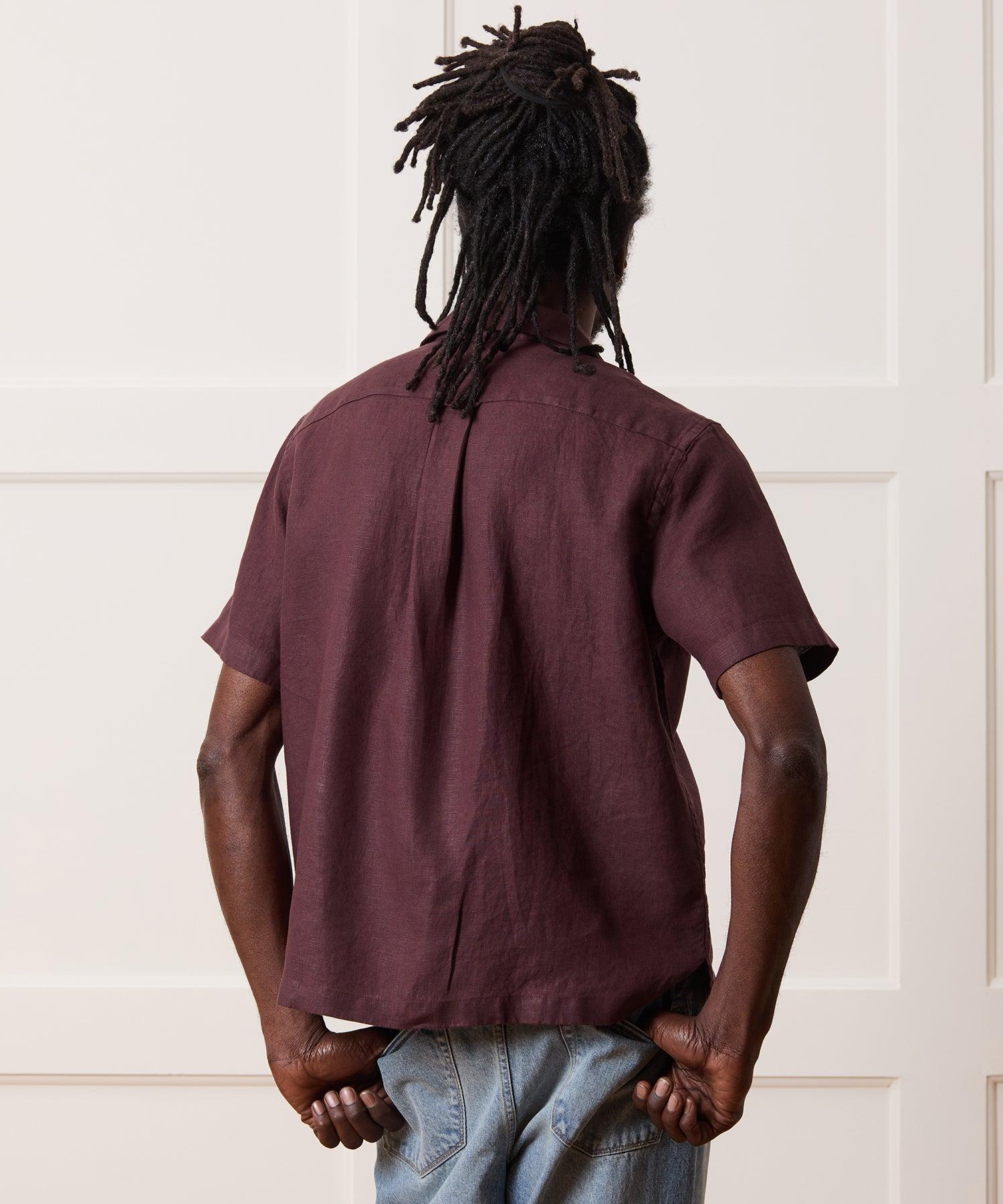 Cropped Sea Soft Irish Linen Camp Collar Shirt Product Image