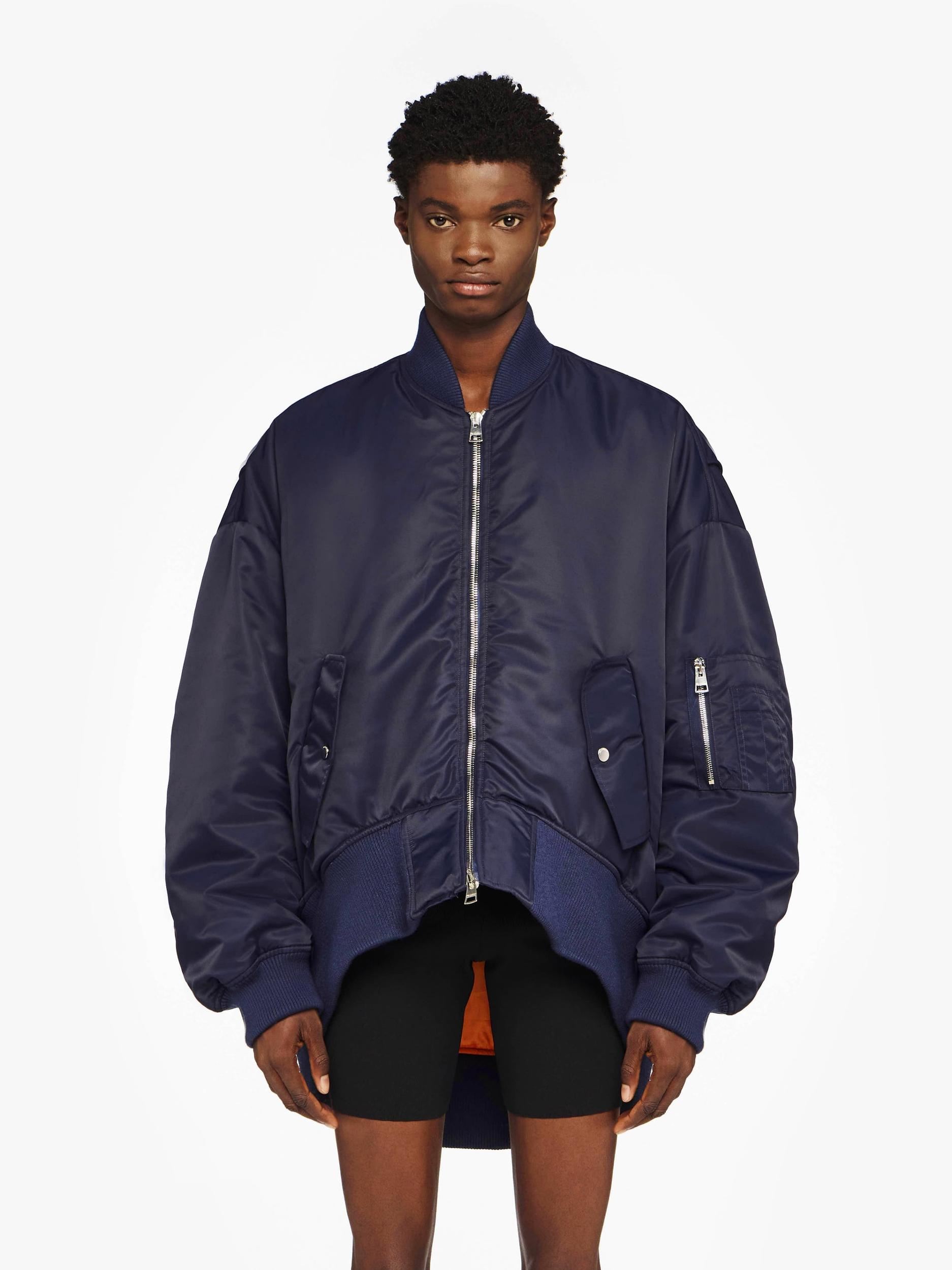 CURVED HEM OVERSIZED BOMBER JACKET Product Image