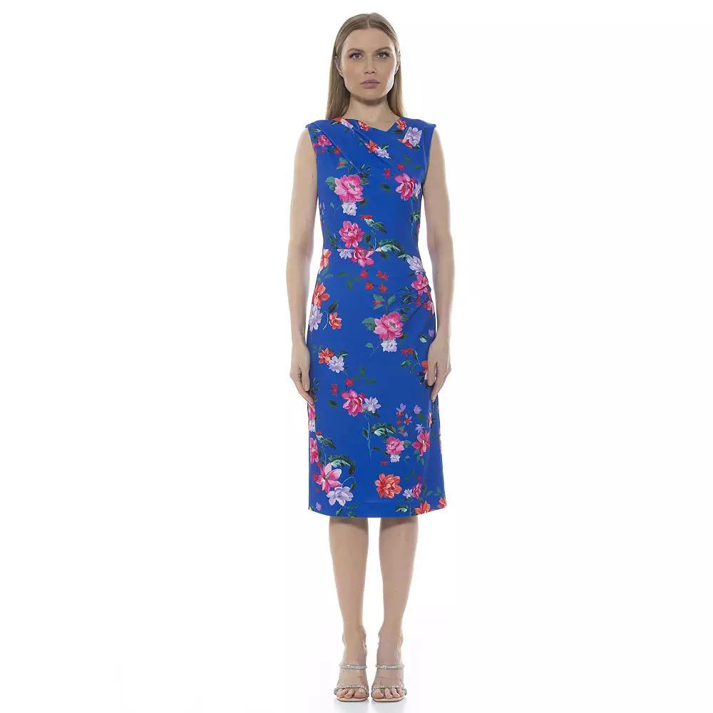 Women's ALEXIA ADMOR Khloe Ruched Midi Sheath Dress,  Product Image