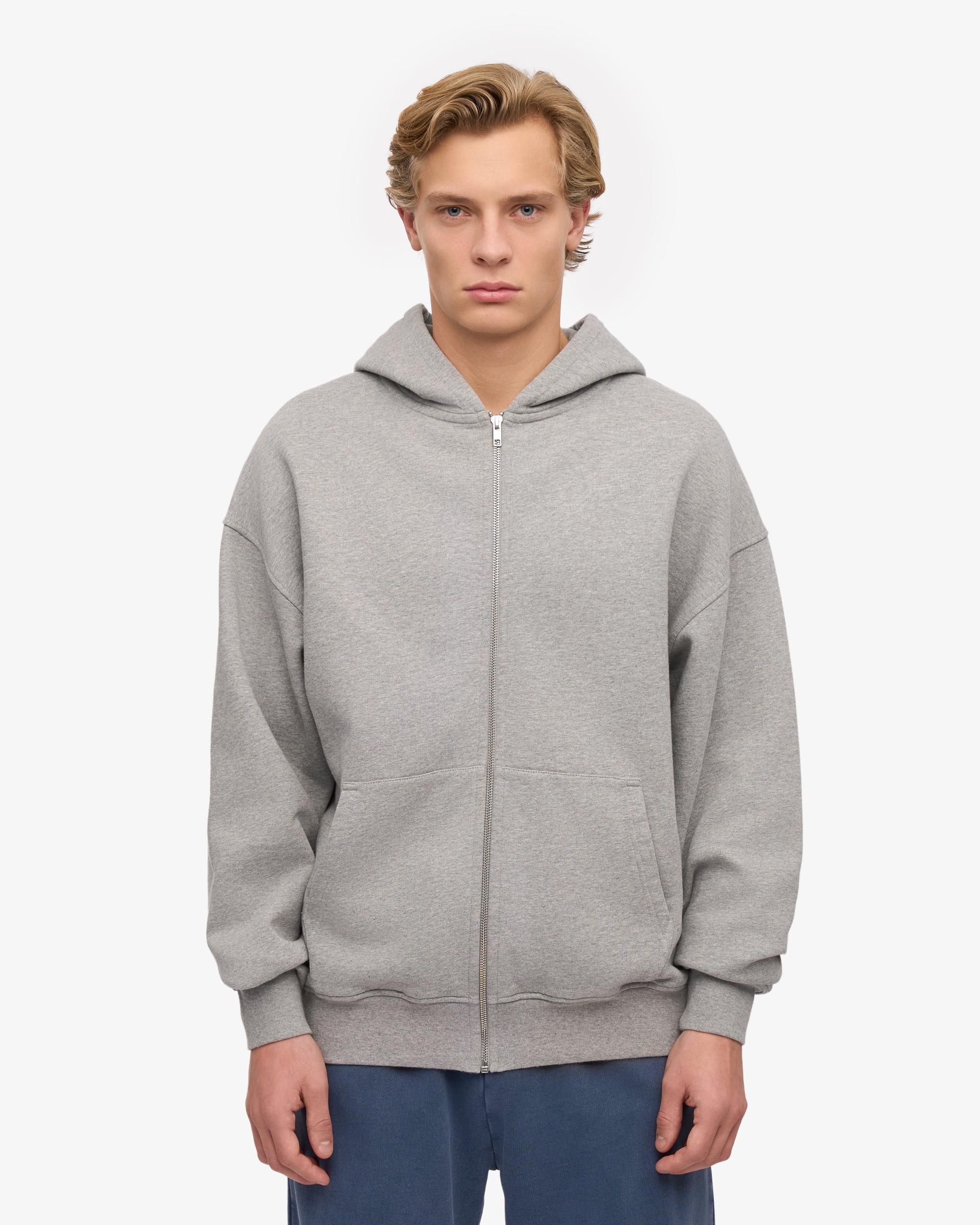 Organic Oversized Zip Hood - Heather Grey Product Image