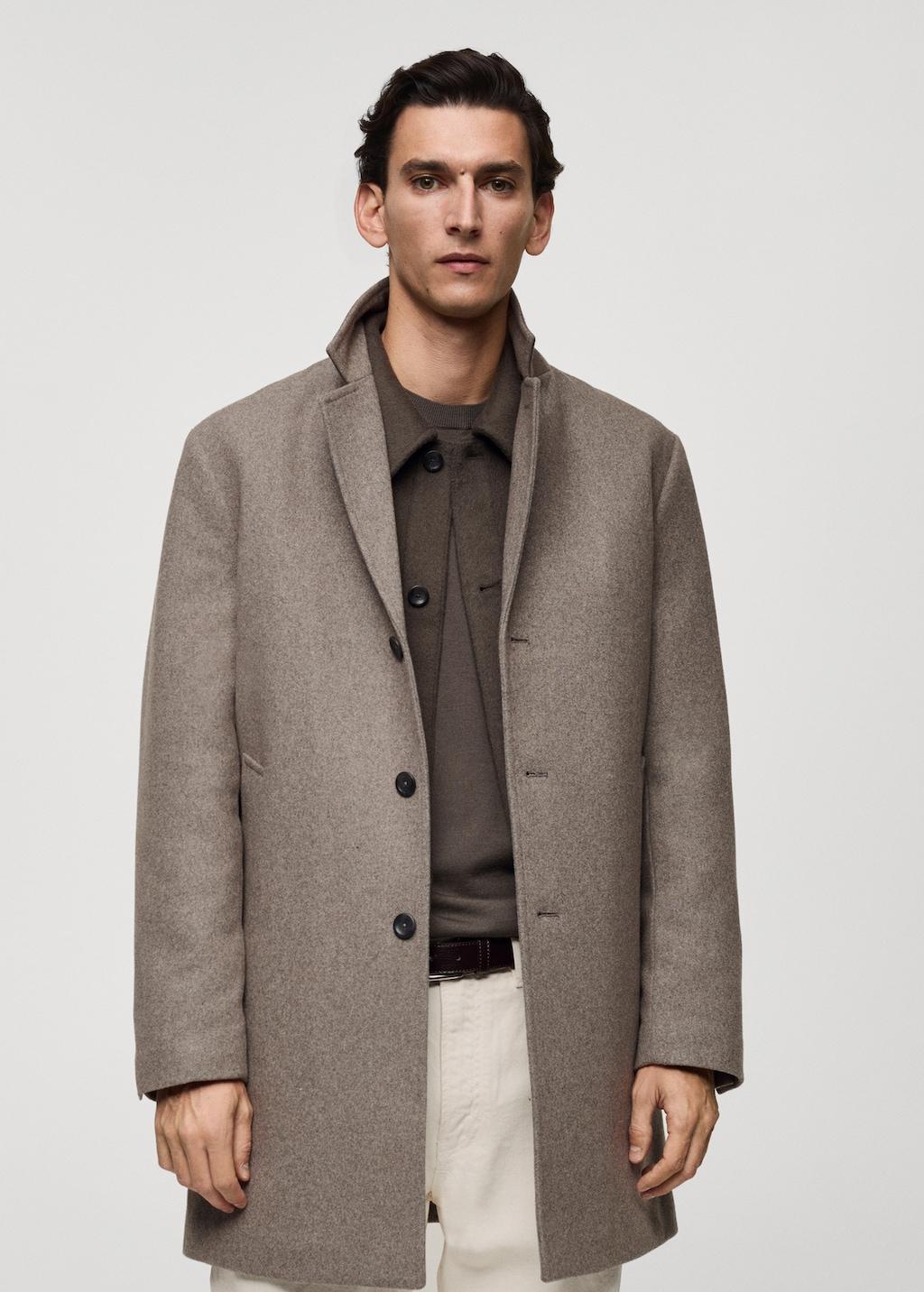 Quilted wool inner coat - Men | MANGO USA Product Image