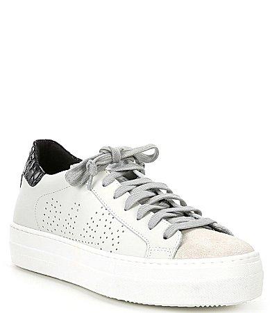 P448 Thea Chalk Leather Platform Sneakers Product Image