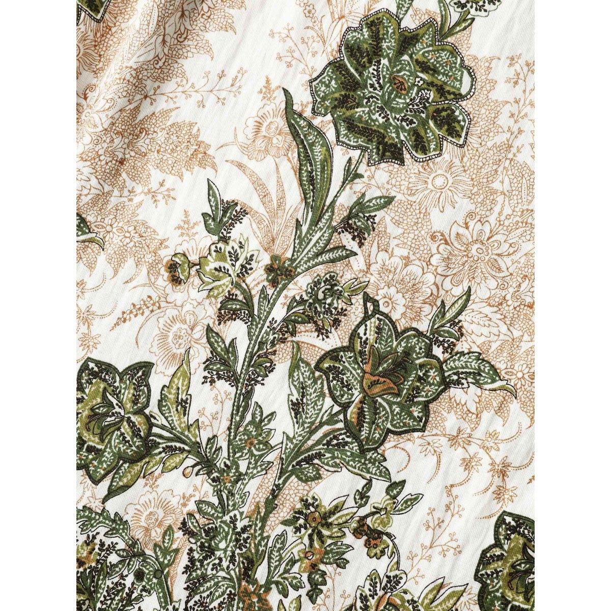 Plus Size Paisley Print Notched Neckline Midi Dress Truegreen Women Boho Non Flat collar with V-notch Short sleeve Curvy BloomChic 22-24/3X Product Image