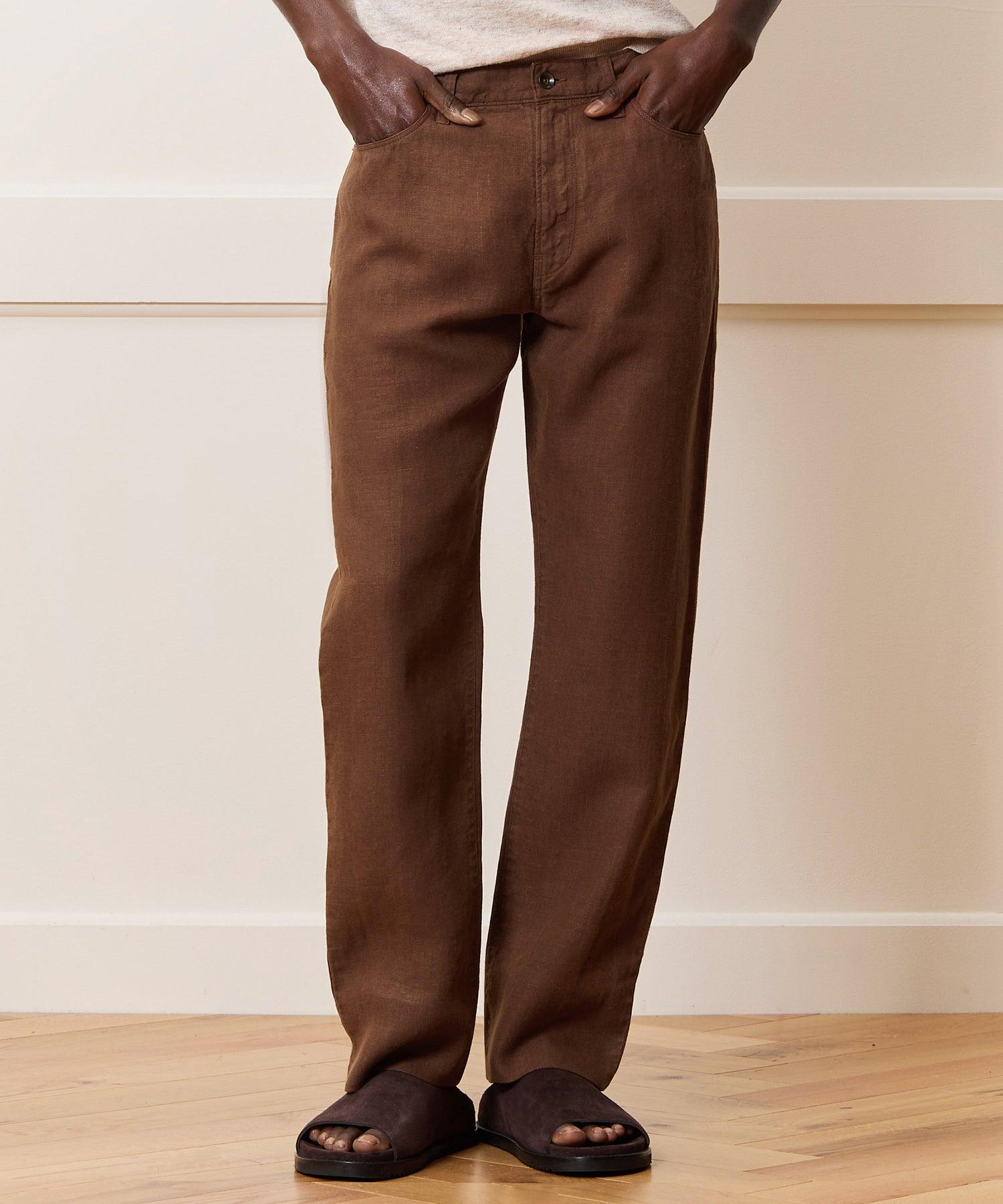 Straight Fit 5-Pocket Linen Pant Male Product Image