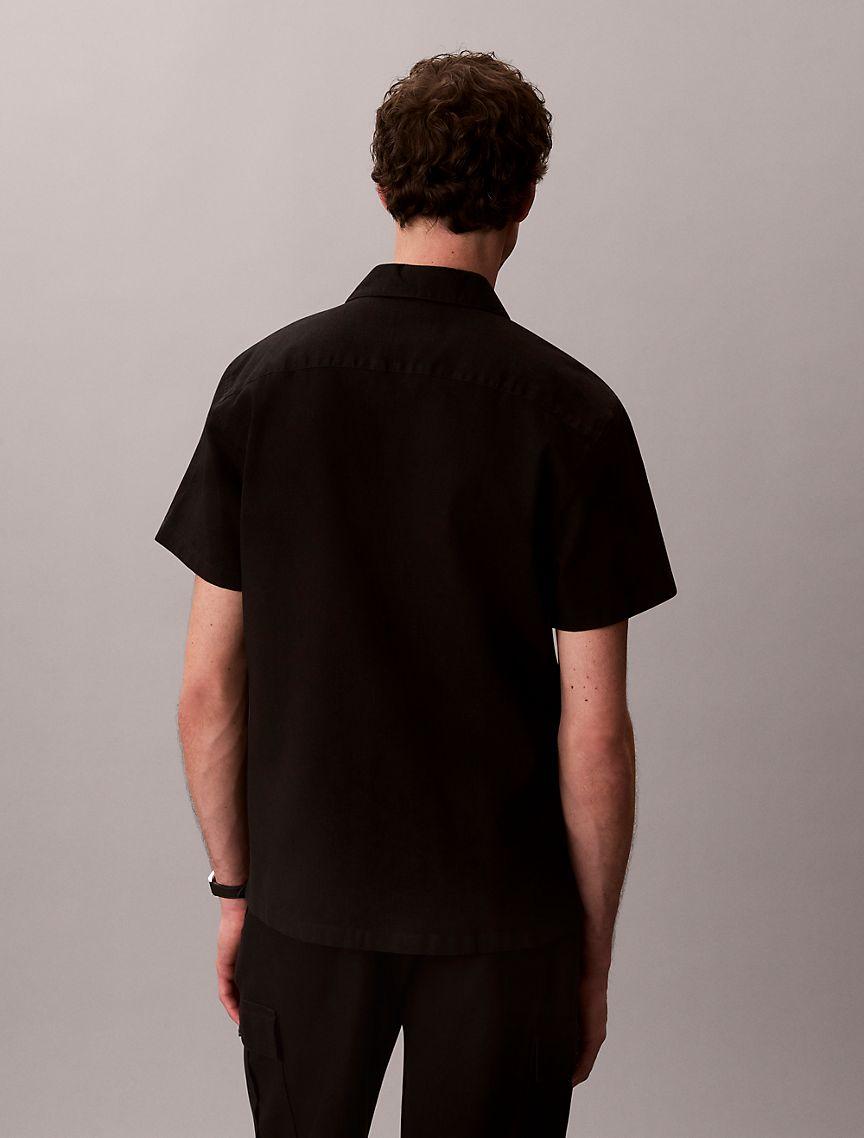 Linen Cotton Short Sleeve Button-Down Shirt Product Image