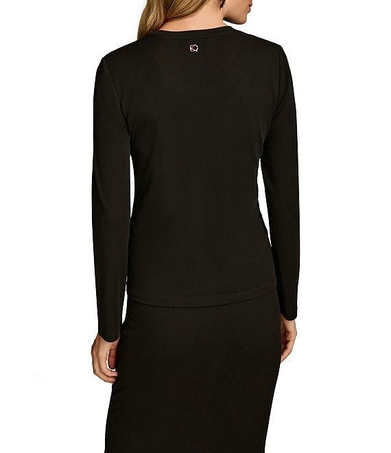 Donna Karan Gold Criss Cross Paint Crew Neck Long Sleeve Top Product Image