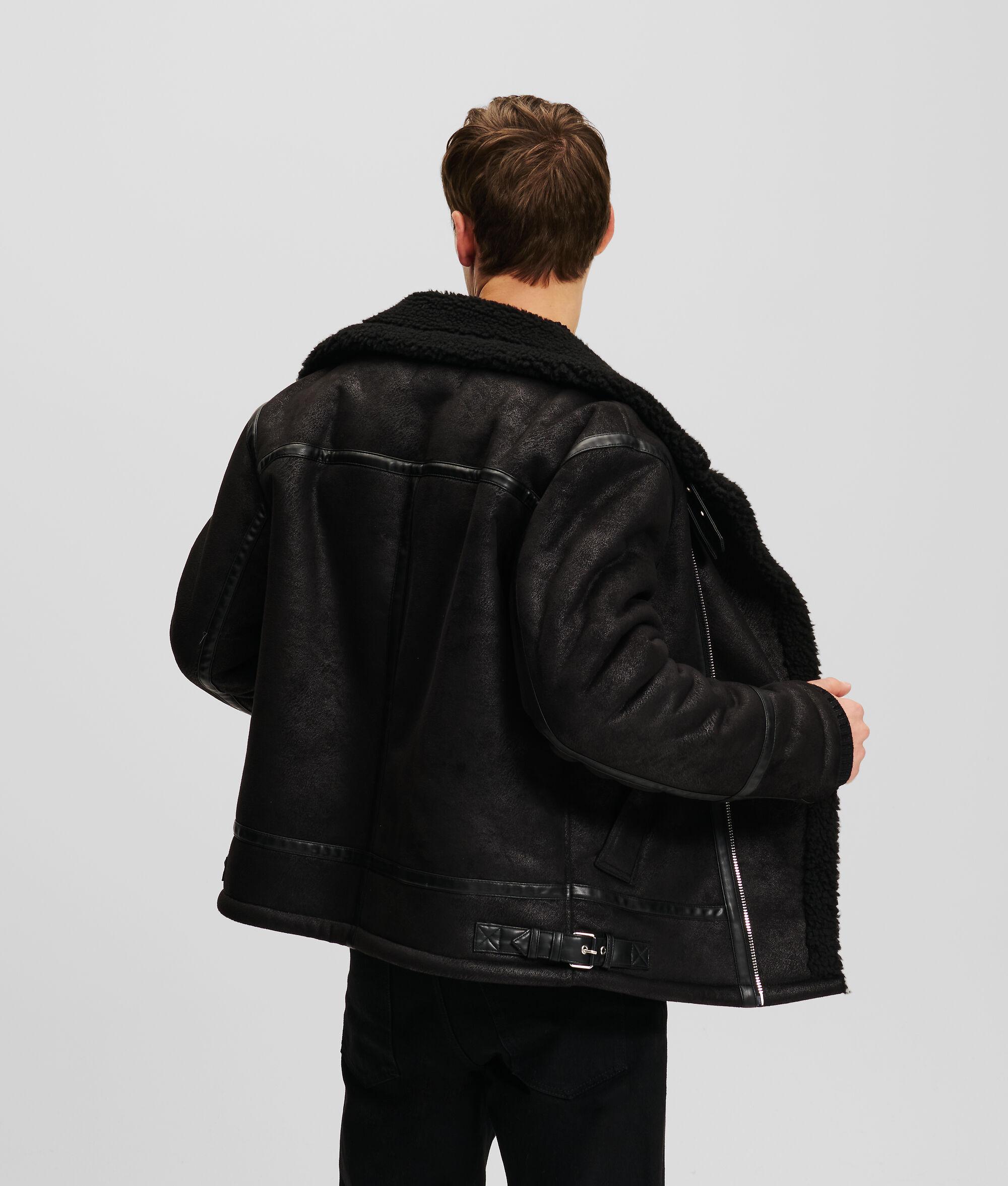 FAUX-SUEDE SHEARLING BIKER JACKET Product Image