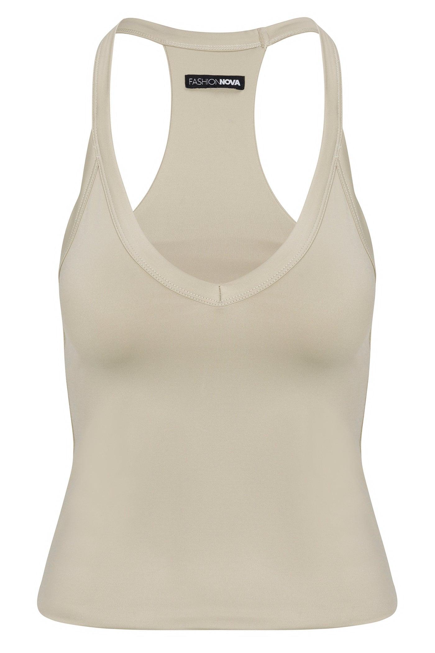 Contour Double Lined V-Neck Tank Top - Stone Female Product Image