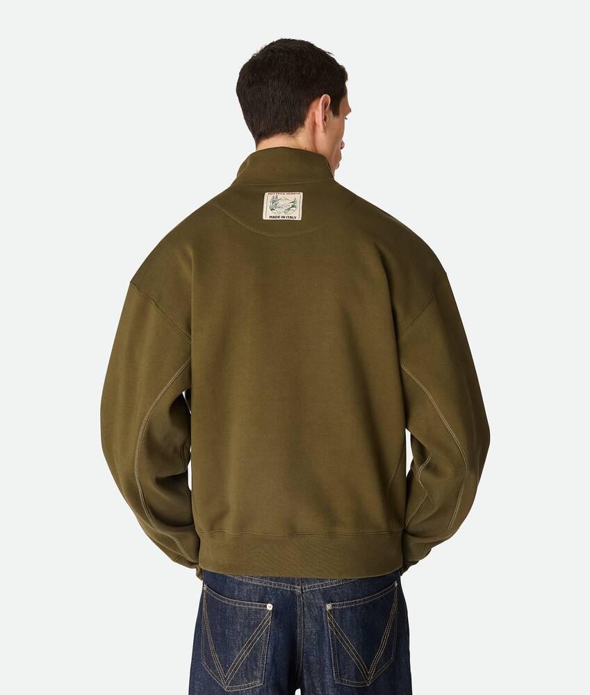 Men's Cotton Fleece Zip Sweatshirt in Pine green Product Image