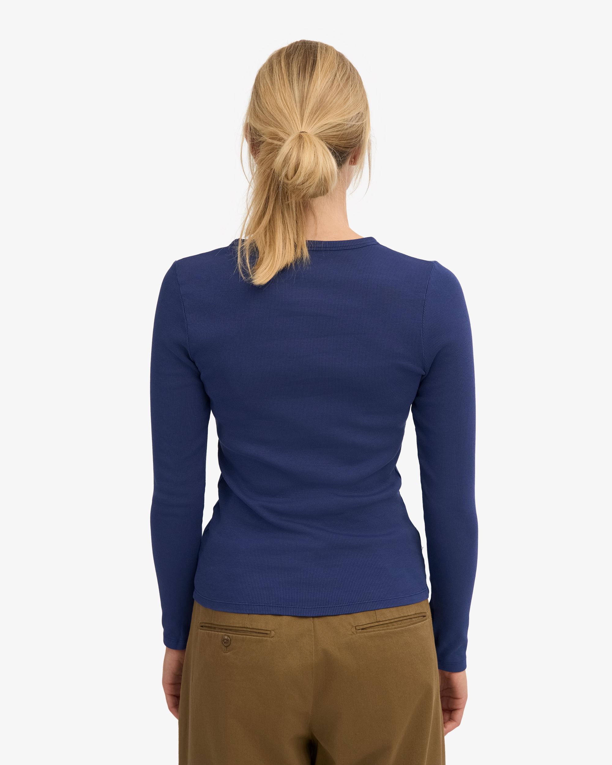 Women Organic Rib LS T-Shirt - Marine Blue Product Image