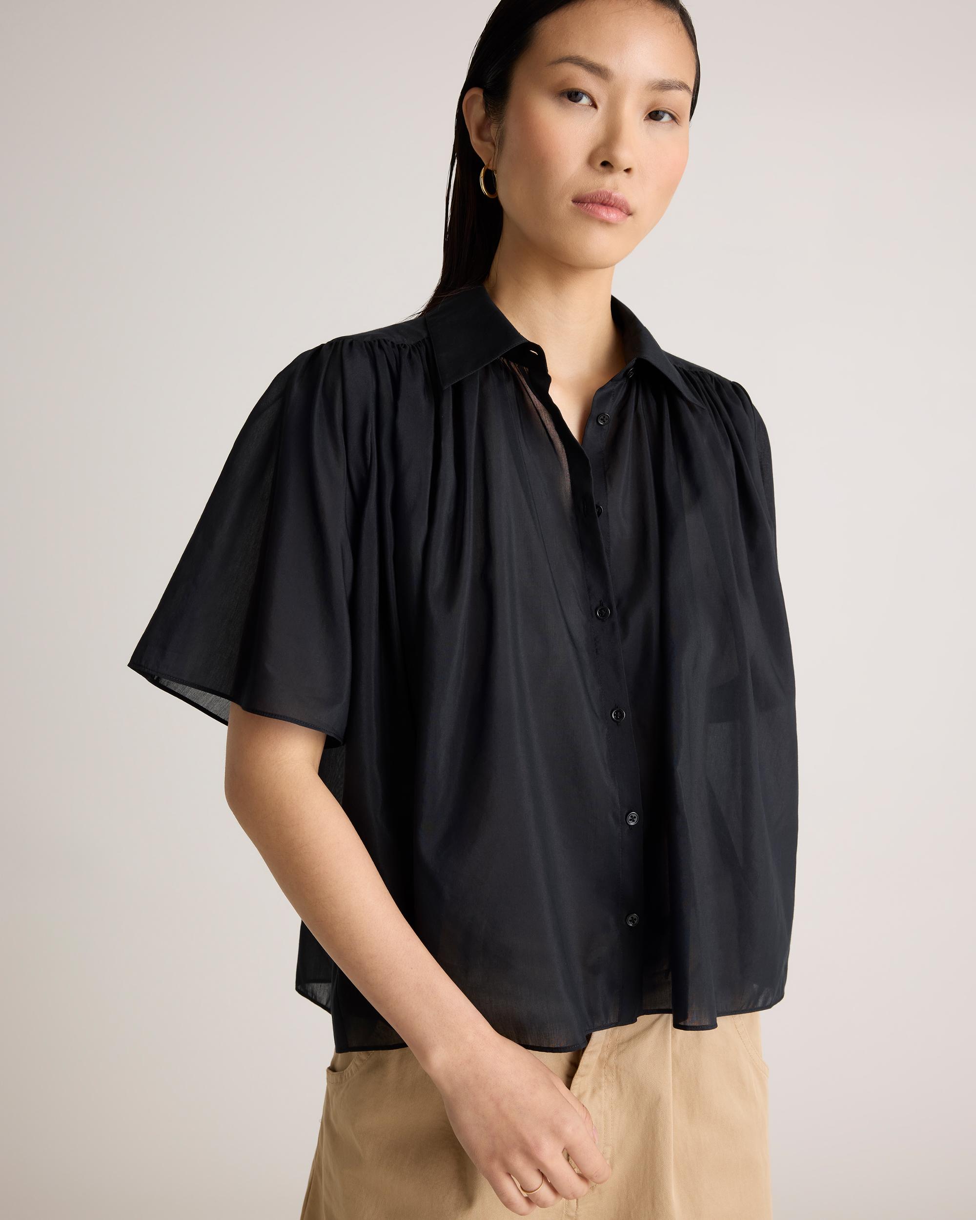 Quince | Women's Cotton-Silk Voile Short Sleeve Blouse Product Image