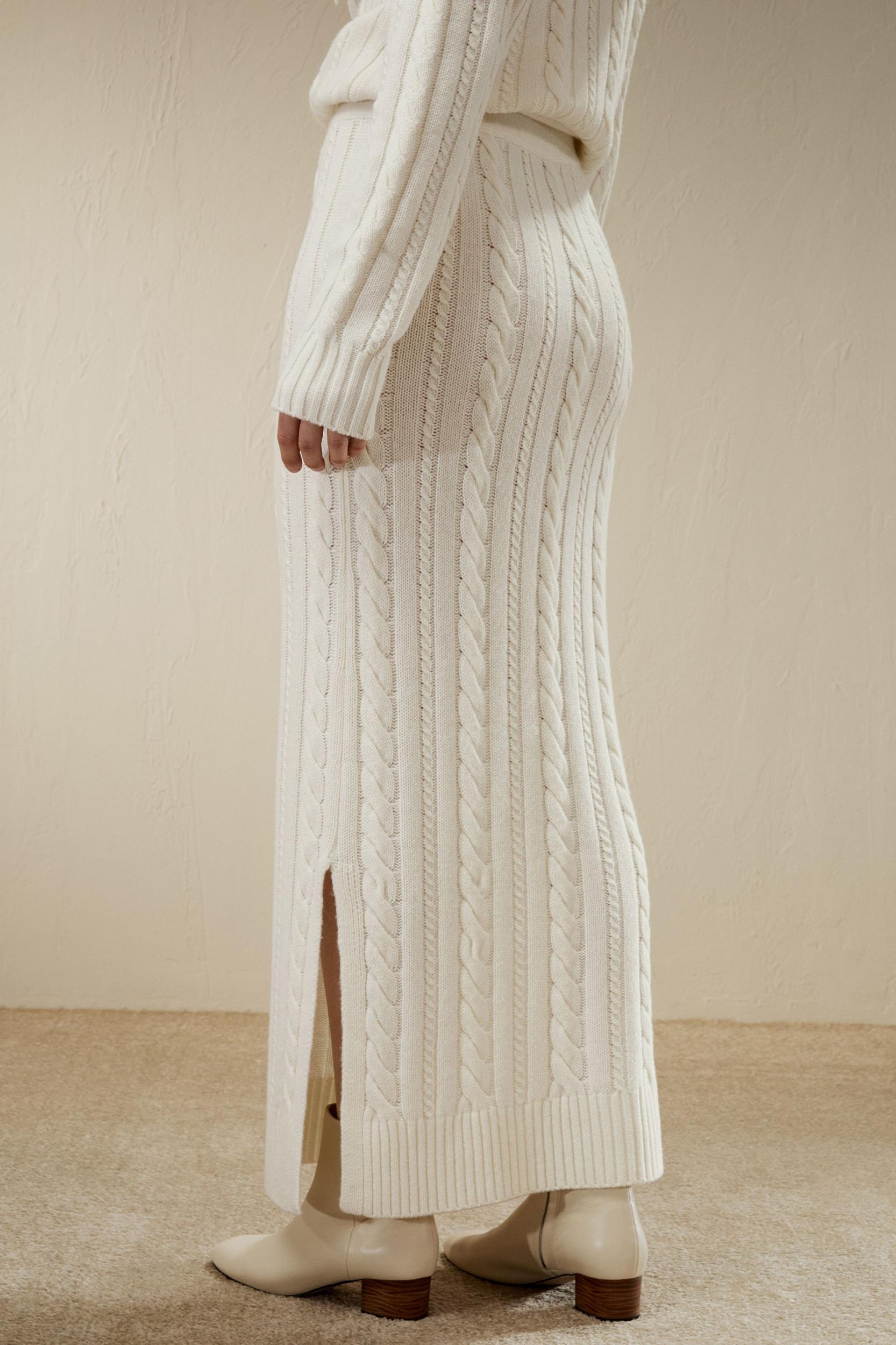Cable Knit Wool Maxi Skirt Product Image