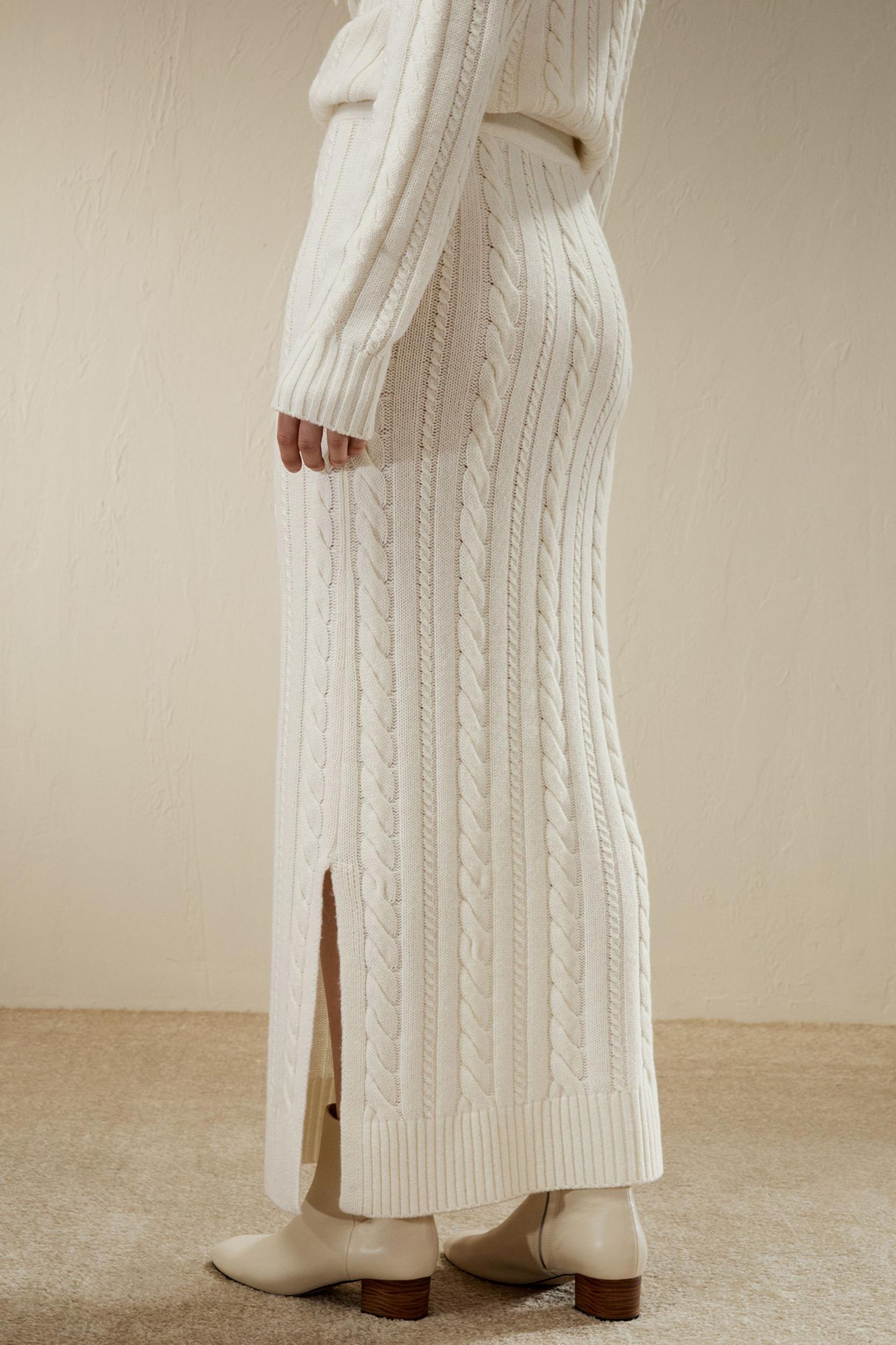Cable Knit Wool Maxi Skirt Product Image