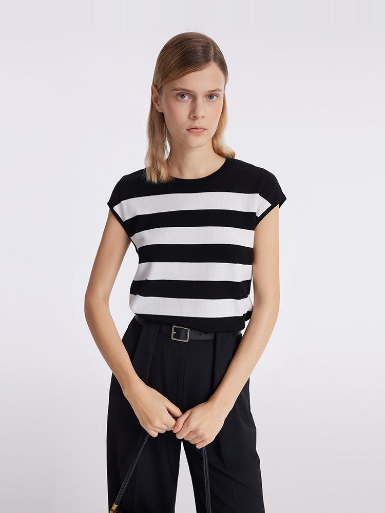 Tencel Striped Knitted Women Tank Top Product Image